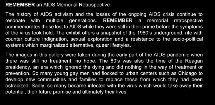 REMEMBER an AIDS Memorial Retrospective Web statement